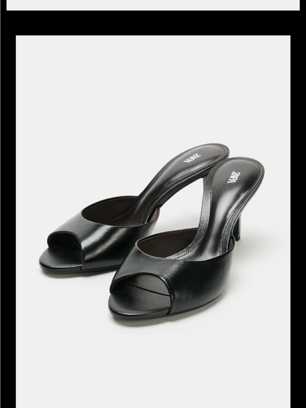 Zara leather heeled mules